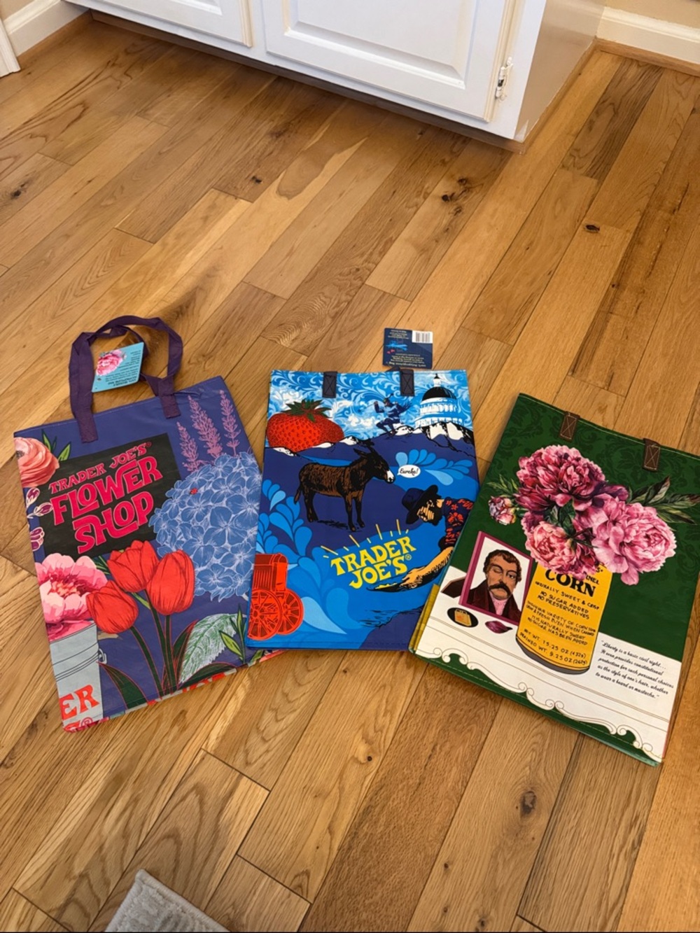 NWT Trader Joe's Reusable Tote Bags - Floral, San Francisco Crab, Indiana - Picture 2 of 2